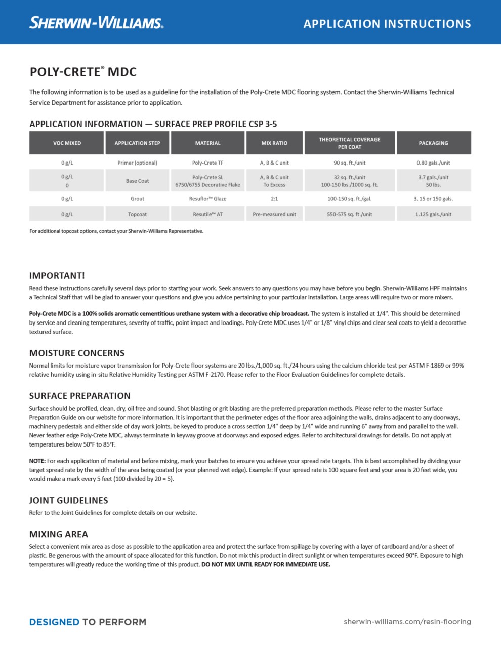 Poly-Crete® MDC Application Instructions