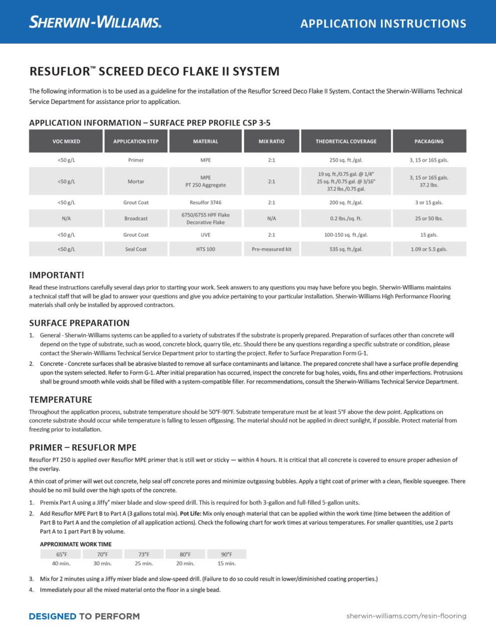 Resuflor™ Screed Deco Flake II Application Instructions