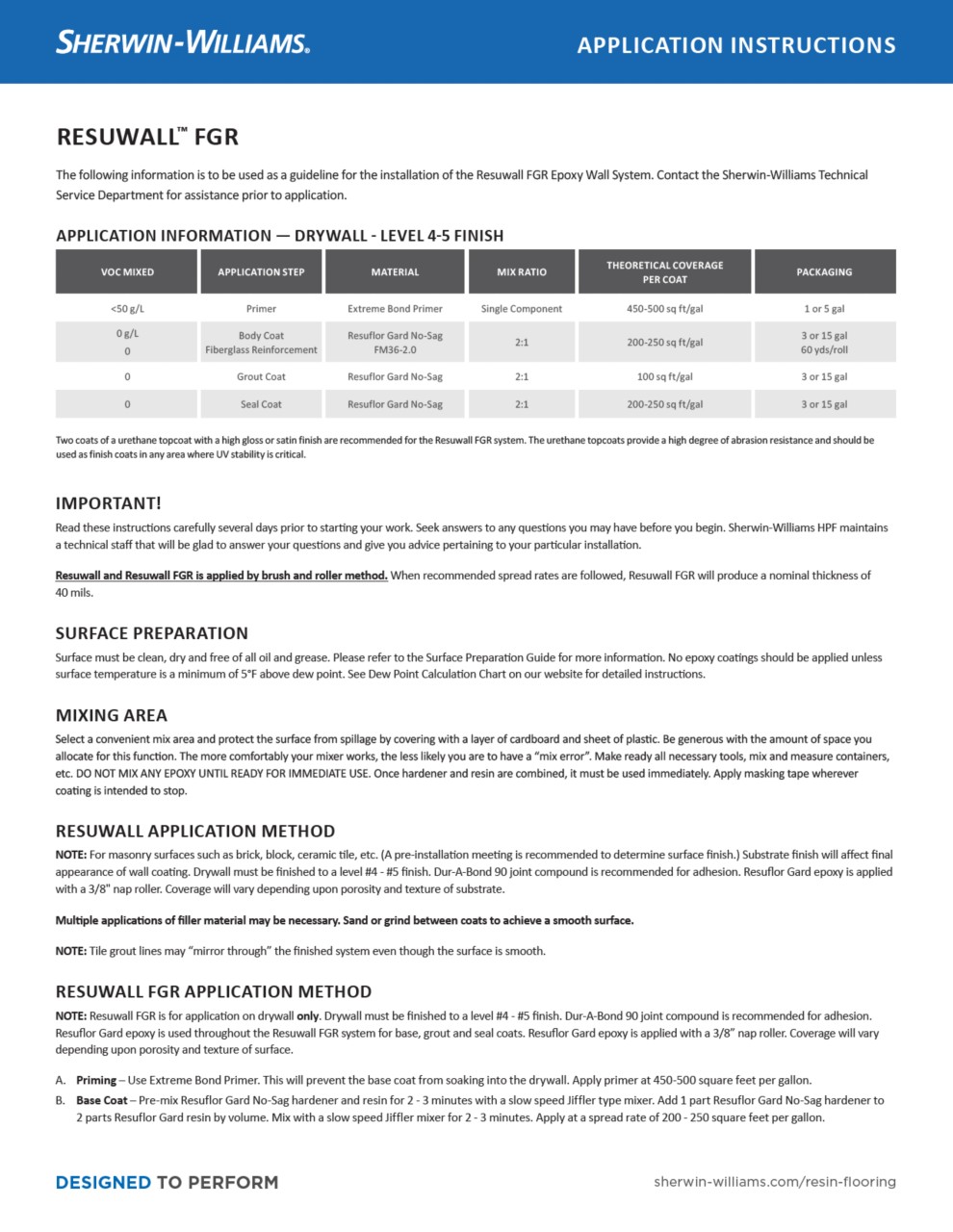 Resuwall FGR Application Instructions