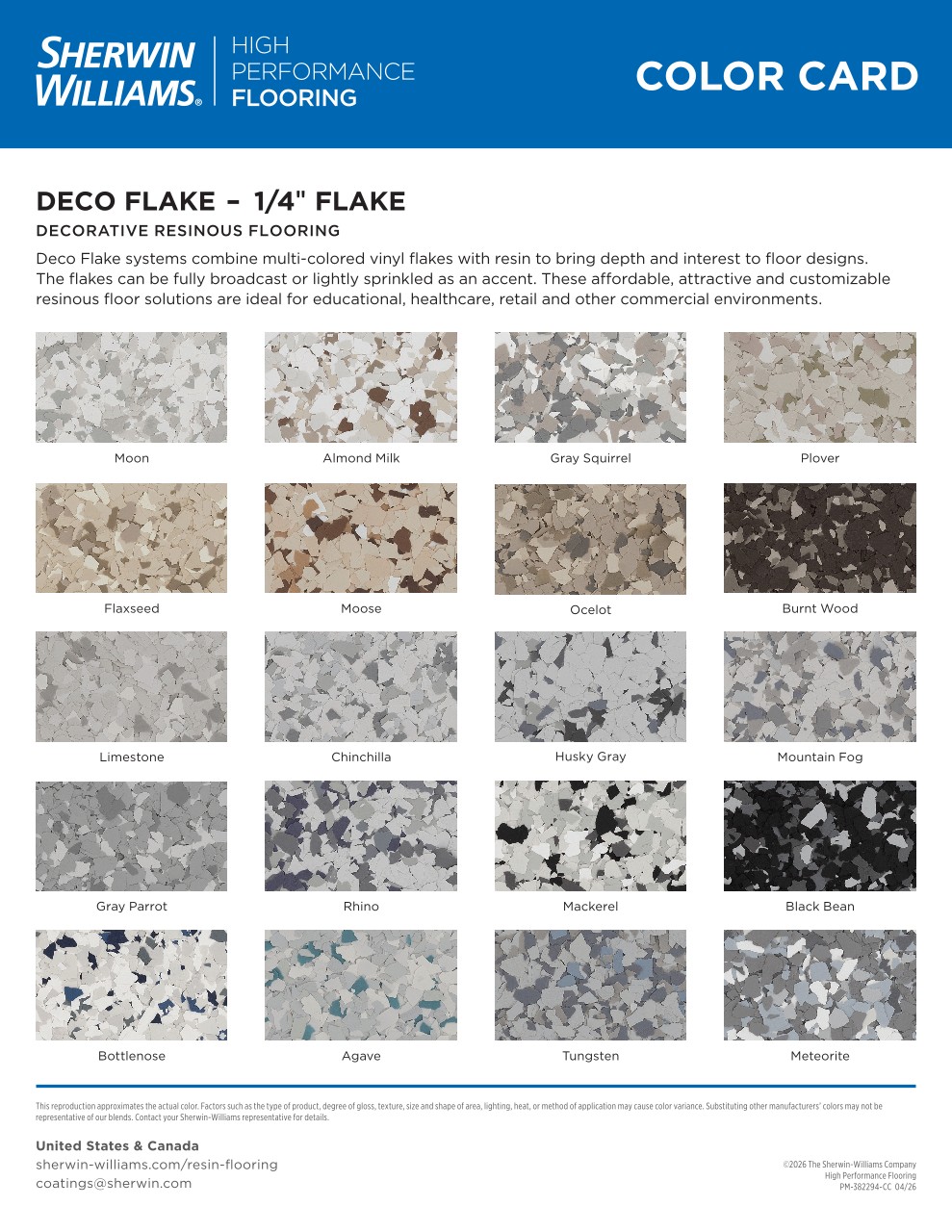 Decorative Flake official Sherwin-Williams colour card preview