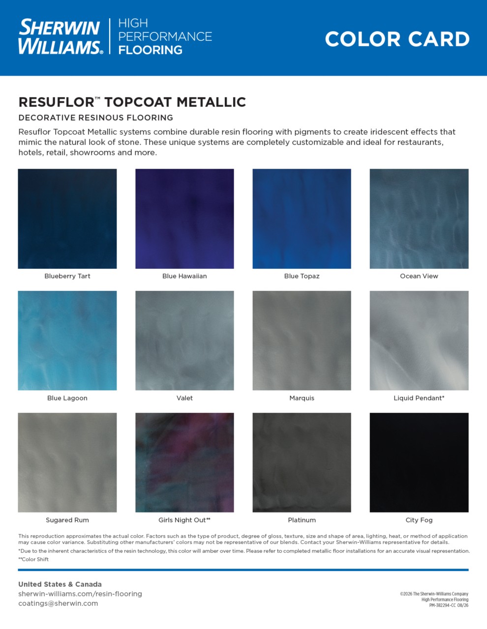 Metallic official Sherwin-Williams colour card preview